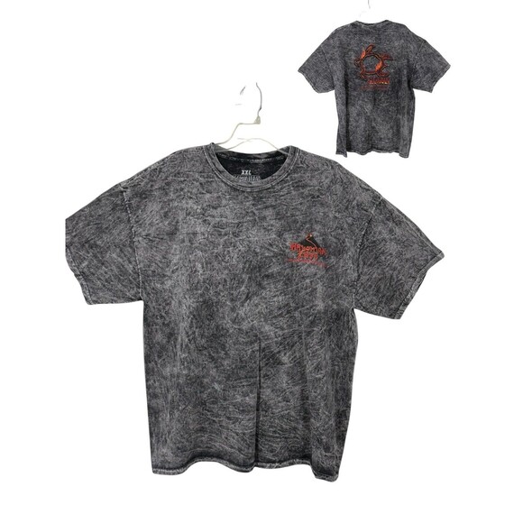 XXL Hawaiian Lava Shirt Honu Turtle Fire Graphic Lava Dyed Acid Wash Black Tee - Picture 1 of 10